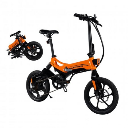 Swagtron EB7 Plus Folding Electric Bike with Removable Battery 7-Speed Shimano Pedal-Assist Ebike Suspension 16-Inch Tires 350W Motor Extended 19-Mile Range