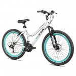 Kent Bicycle 26 In. KZR Mountain Women's Bike, White and Teal Rim